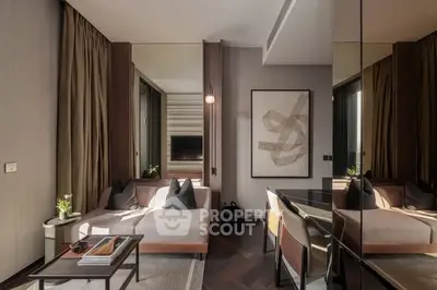 Modern living room with stylish decor and cozy seating area.