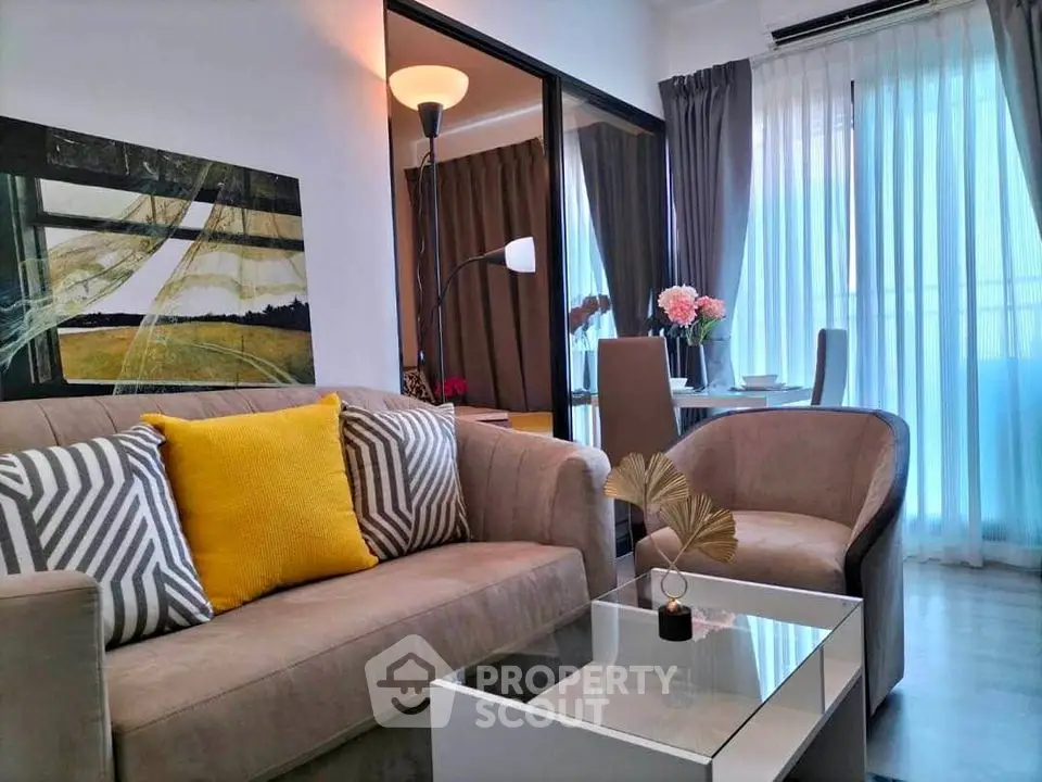 Modern living room with stylish decor and natural light