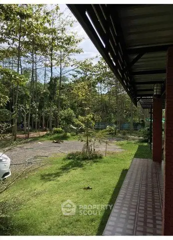 Charming garden view from a modern property with lush greenery and spacious outdoor area.