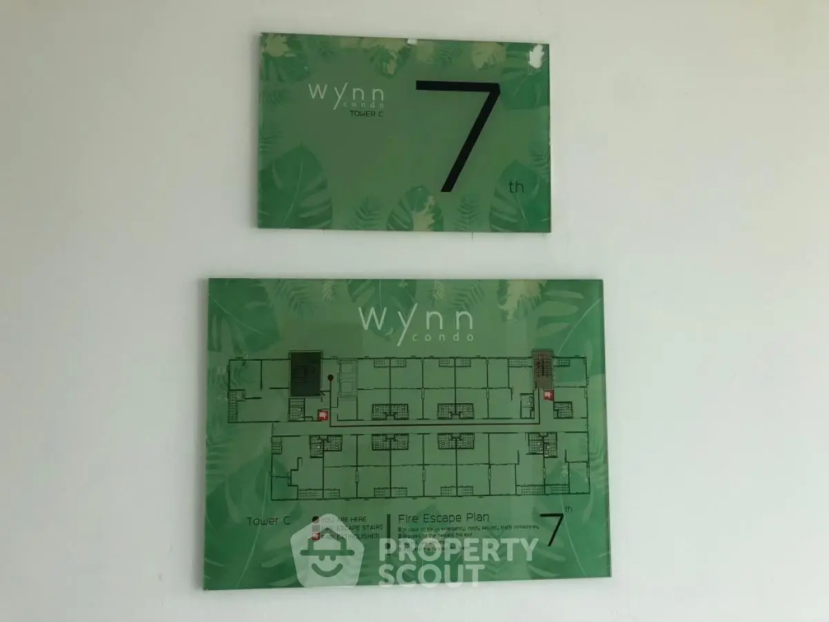 Condo floor plan and signage for Wynn Tower C 7th floor.