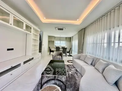 Luxurious modern living room with elegant furniture and ambient lighting