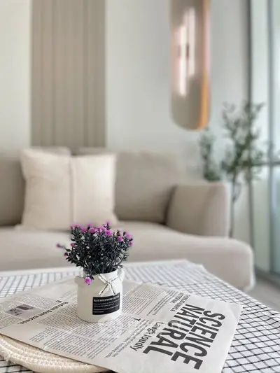 Modern living room with stylish decor and cozy ambiance