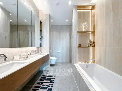 Luxurious modern bathroom with elegant fixtures and spacious design