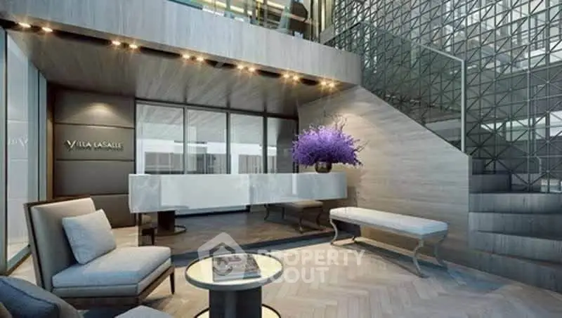 Luxurious modern lobby with elegant seating and stylish decor