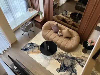 Luxurious modern living room with stylish furniture and elegant decor