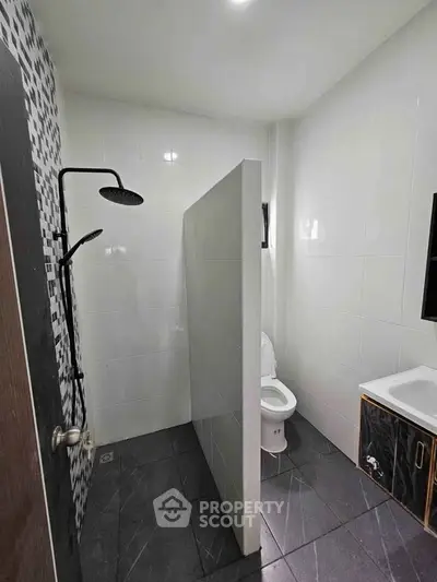 Modern bathroom with sleek shower and stylish tile design
