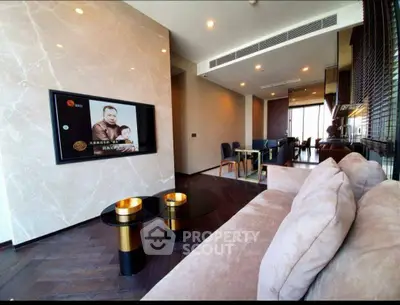Luxurious modern living room with plush sofa and stylish decor