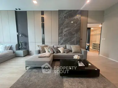 Luxurious modern living room with elegant decor and spacious layout