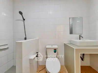Modern bathroom with sleek fixtures and minimalist design