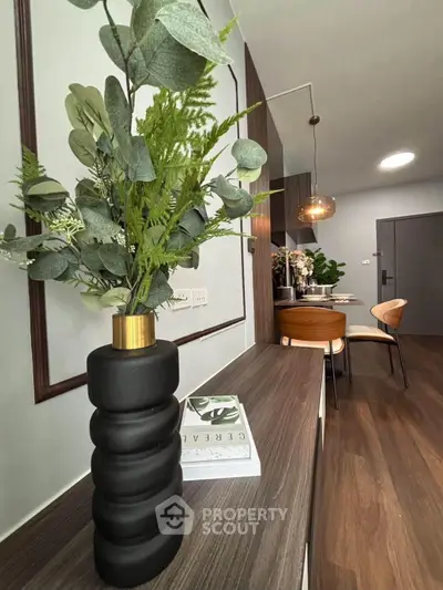 Stylish modern living room with elegant decor and wooden flooring