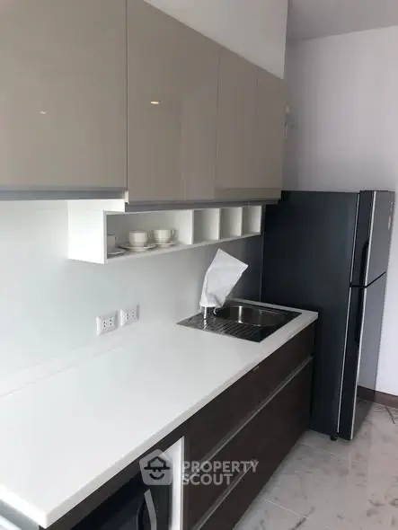 Modern kitchen with sleek cabinets and stainless steel appliances