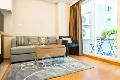 Chic living room with modern decor and balcony access