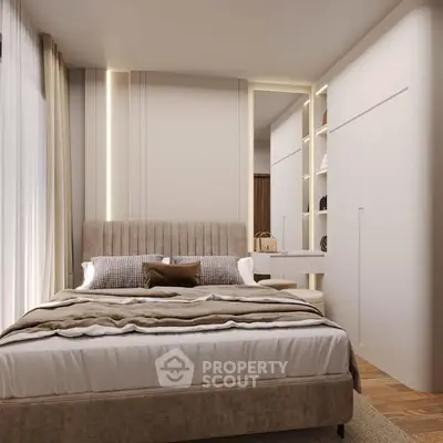 Luxurious bedroom with modern design and elegant furnishings