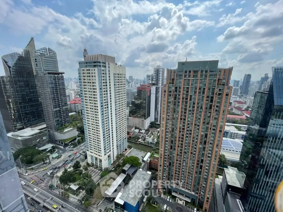 Stunning cityscape view of modern high-rise buildings under a vibrant sky.