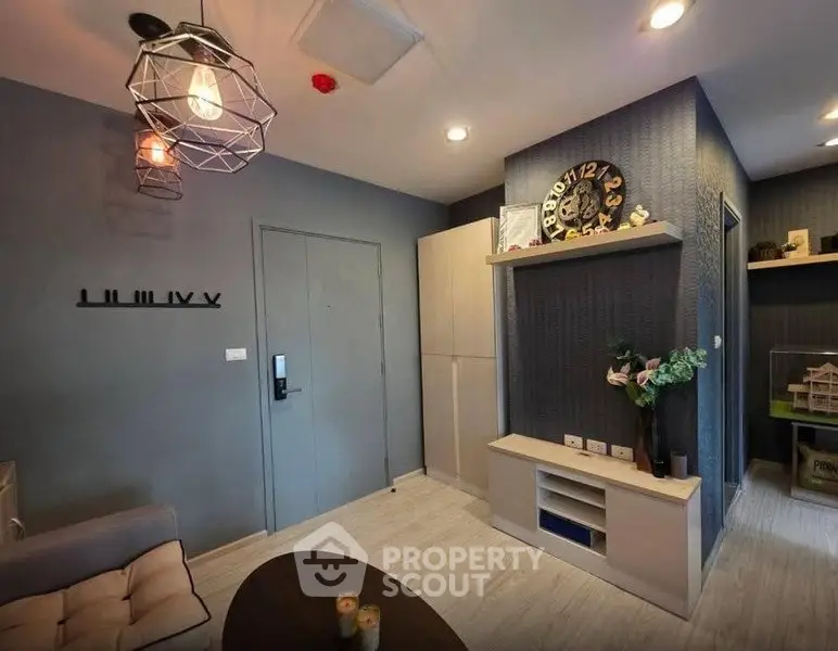 Modern living room with stylish decor and cozy ambiance