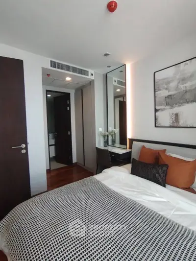 Modern bedroom with stylish decor and cozy ambiance