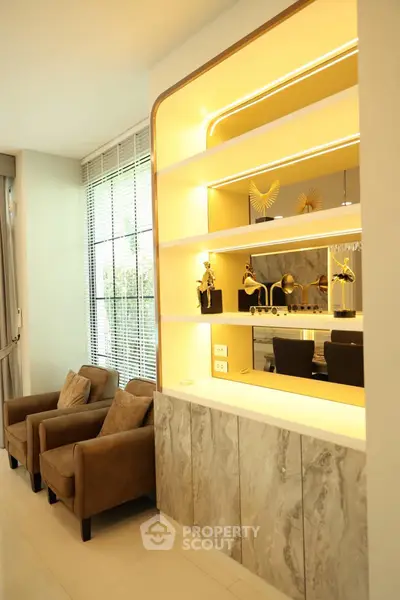 Luxurious living room with elegant decor and plush seating