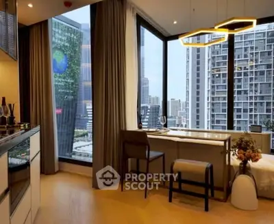 Modern apartment with stunning city view and stylish interior design