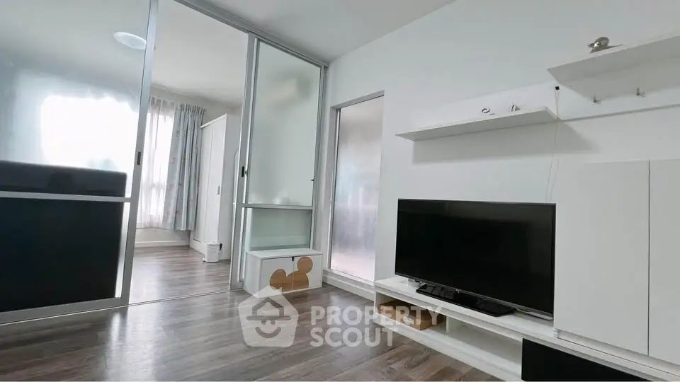 Modern living room with sleek design and natural light