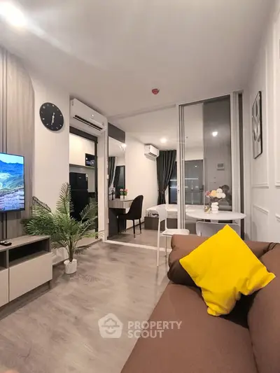 Modern living room with stylish decor and open layout