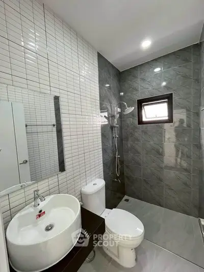 Modern bathroom with sleek design and stylish fixtures