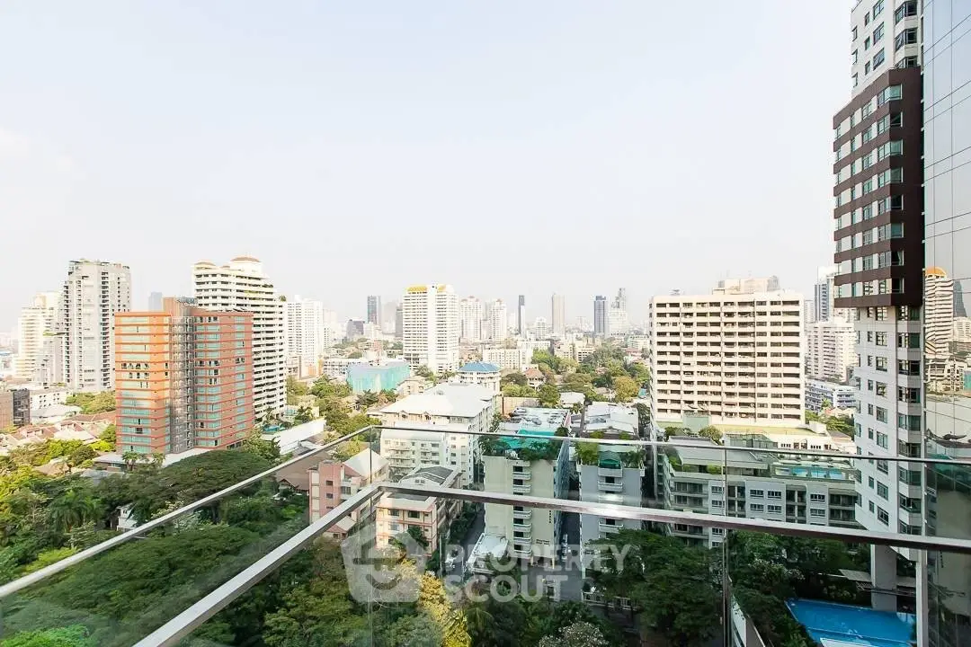 Stunning cityscape view from a high-rise balcony, perfect for urban living enthusiasts.