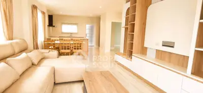 Spacious modern living room with elegant furniture and open layout