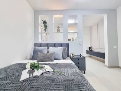 Modern bedroom with stylish decor and cozy ambiance