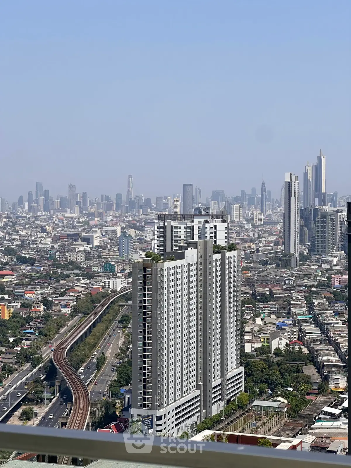 Stunning cityscape view showcasing modern high-rise buildings and urban skyline.