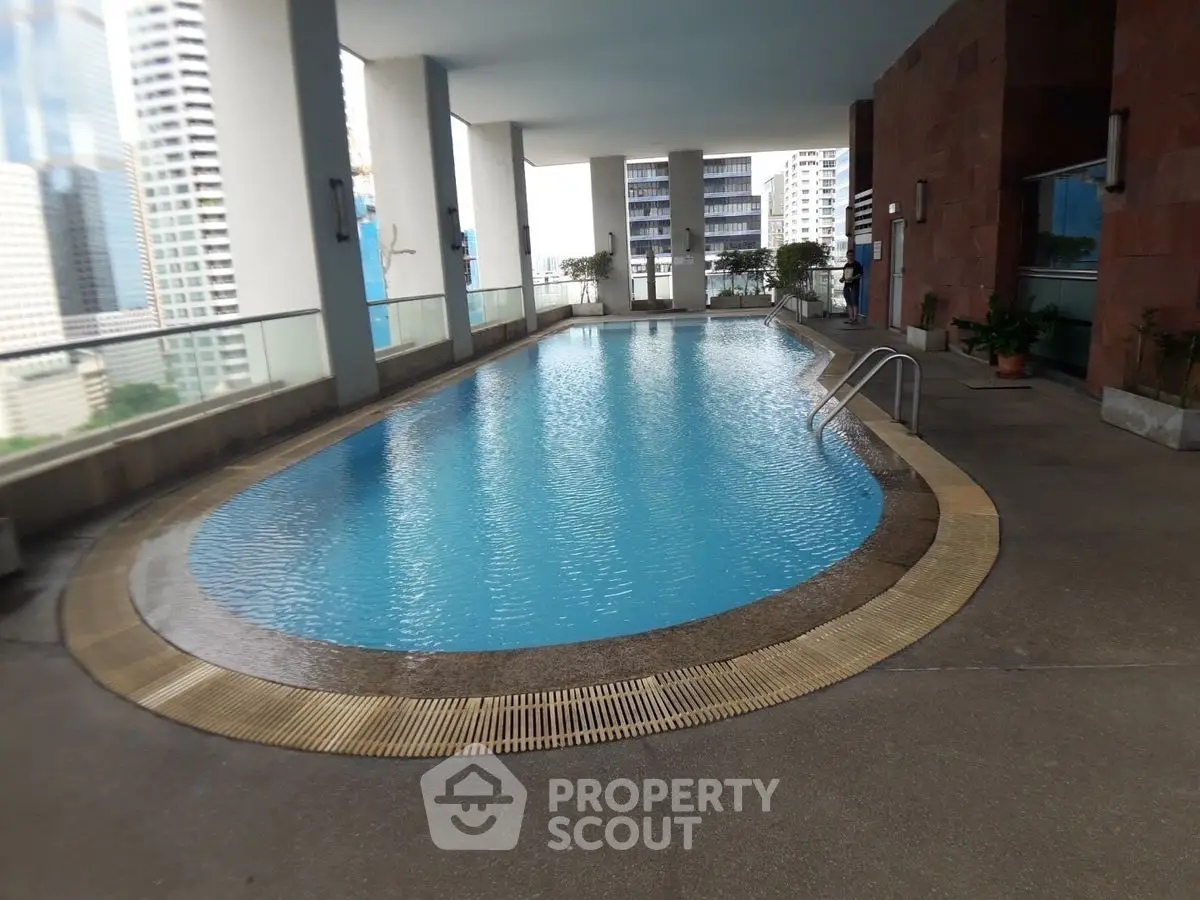 Luxurious rooftop pool with city skyline views, perfect for relaxation and leisure in a modern urban setting.
