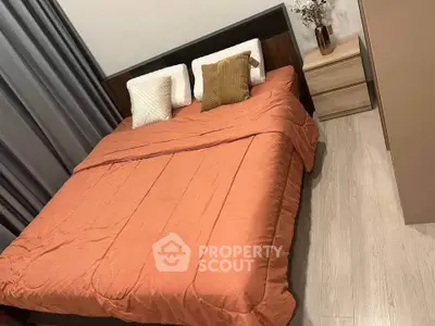 Cozy bedroom with stylish bedding and modern decor