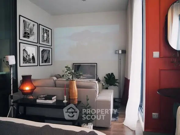 Stylish living room with modern decor and cozy ambiance