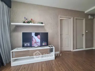 Modern living room with stylish TV stand and elegant decor