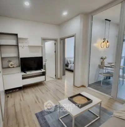 Modern living room with open layout and stylish decor