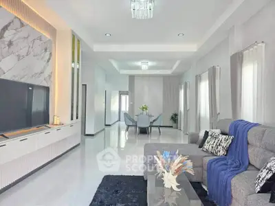 Spacious modern living room with elegant decor and open layout