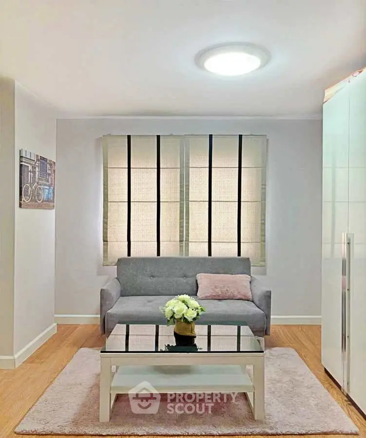 Cozy living room with modern decor and natural light