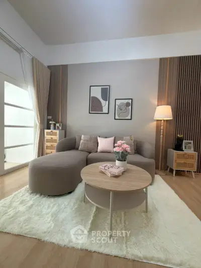 Stylish living room with modern decor and cozy seating area