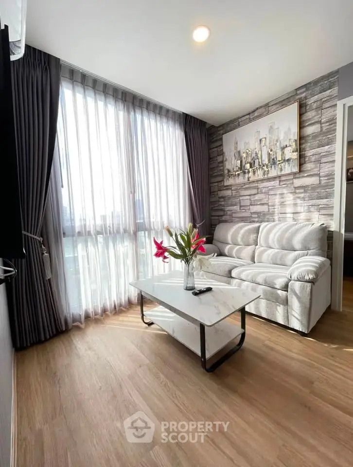 Modern living room with stylish decor and natural light