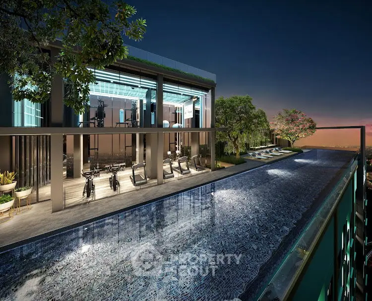 Luxurious rooftop pool with stunning city view and modern gym facilities.