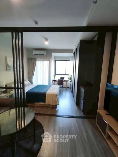 Modern studio apartment with stylish decor and natural light