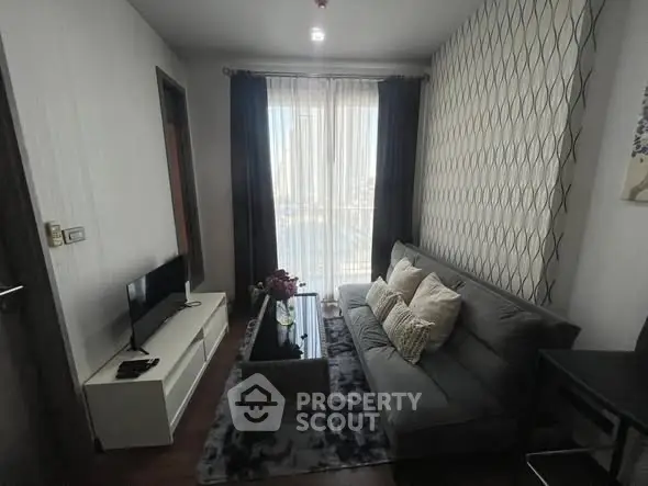 Cozy living room with modern decor and natural light