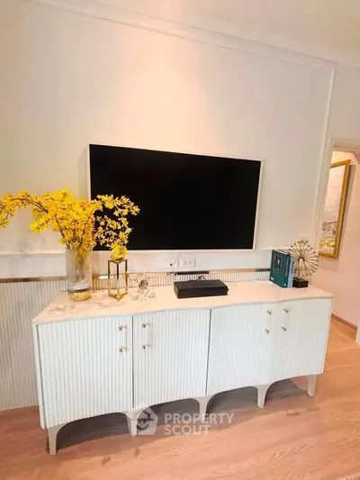 Stylish living room with modern TV stand and elegant decor