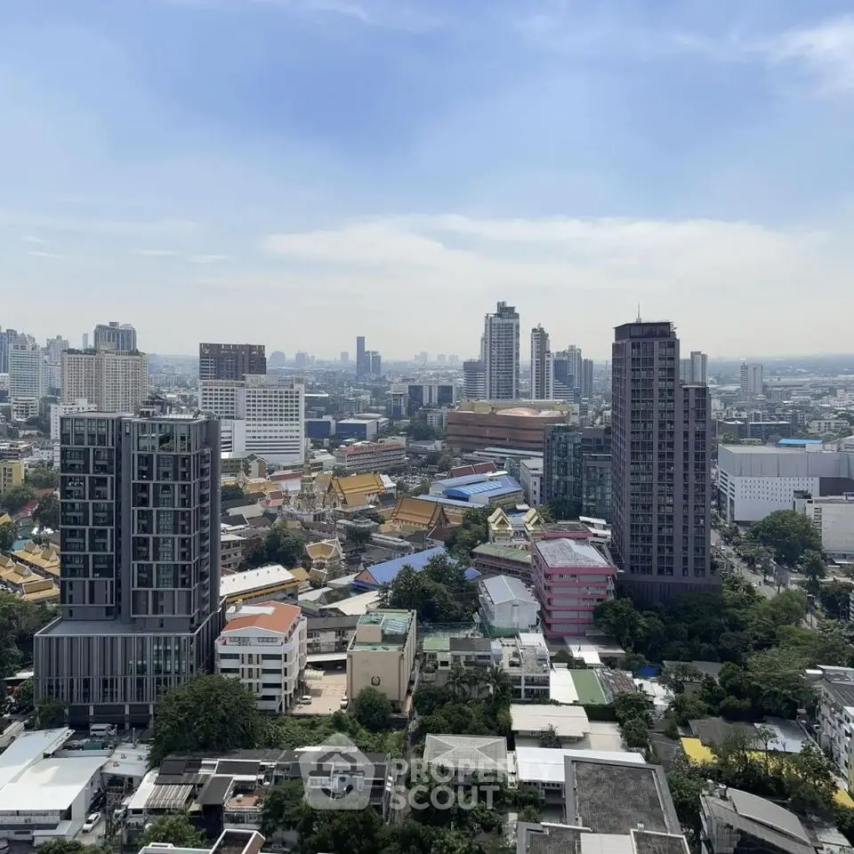 Stunning cityscape view showcasing modern high-rise buildings and urban skyline.