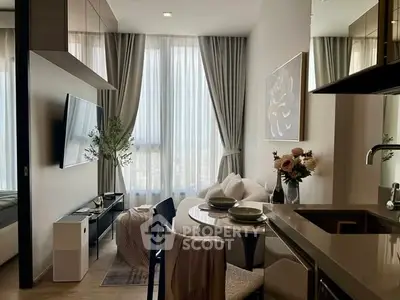 Modern living room with elegant decor and natural light