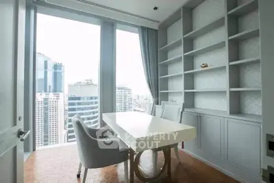 Luxurious study room with stunning city view and elegant furnishings