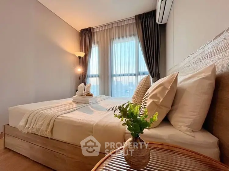 Cozy bedroom with elegant decor and natural light