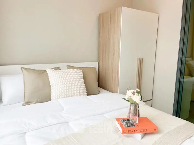 Cozy bedroom with modern decor and stylish wardrobe