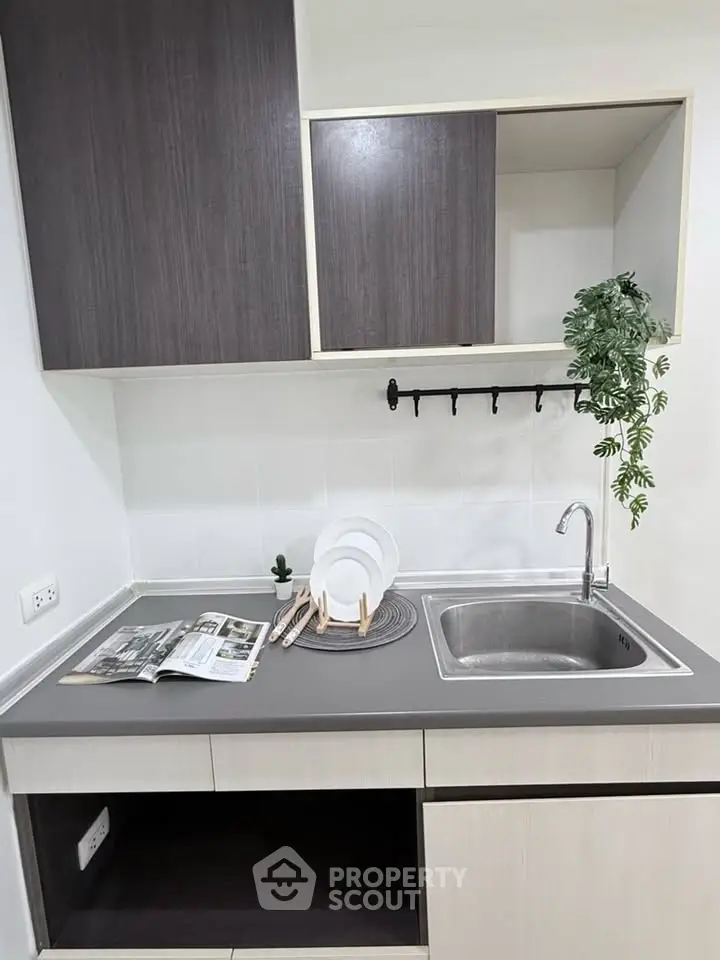 Modern kitchen with sleek cabinetry and stainless steel sink, perfect for urban living.