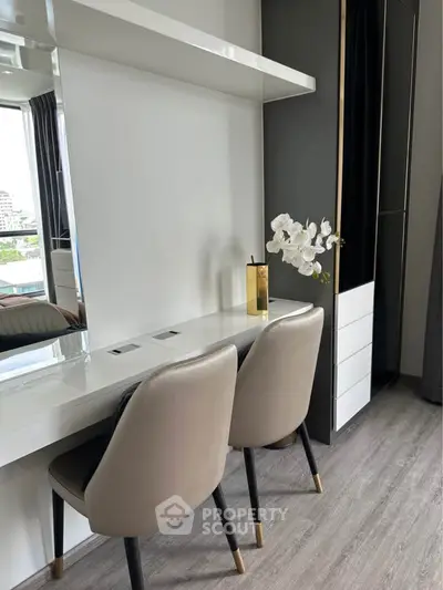 Modern bedroom with stylish furniture and elegant decor