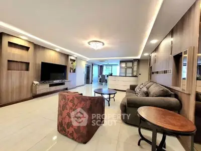 Spacious modern living room with elegant decor and open layout